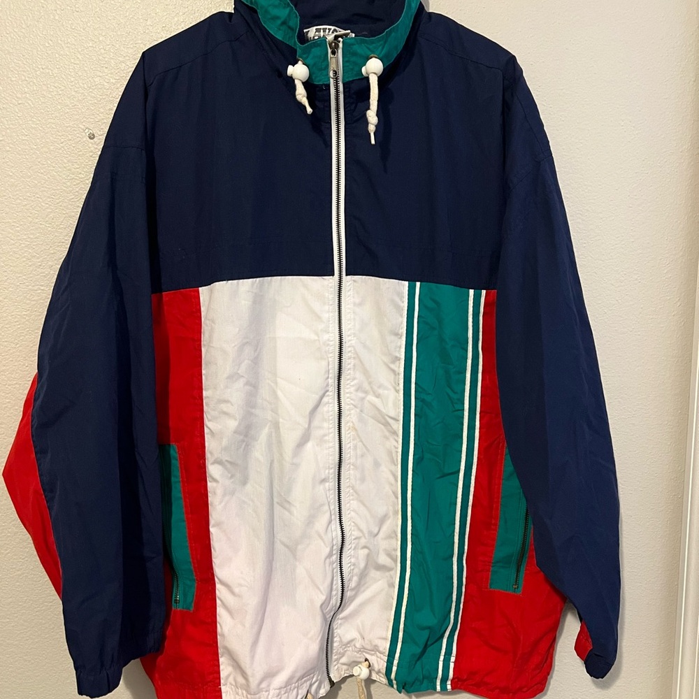 VTG 90's Lavon Color Block Windbreaker Jacket Men’s L Blue Red Retro Sportswear